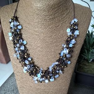 artisanal handmade necklace with moonstone chips